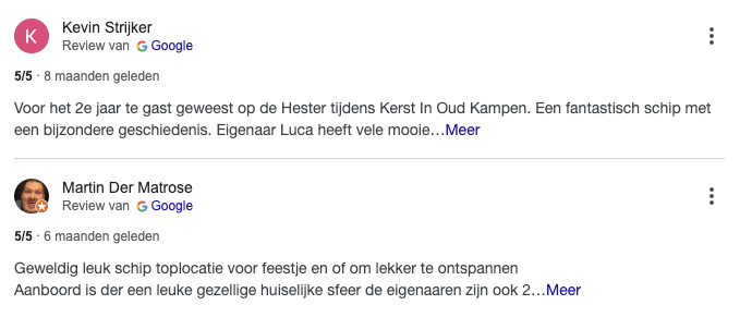 Hoe ervaren onze gasten een zeiltocht op De Hester nu echt. Lees de reviews!