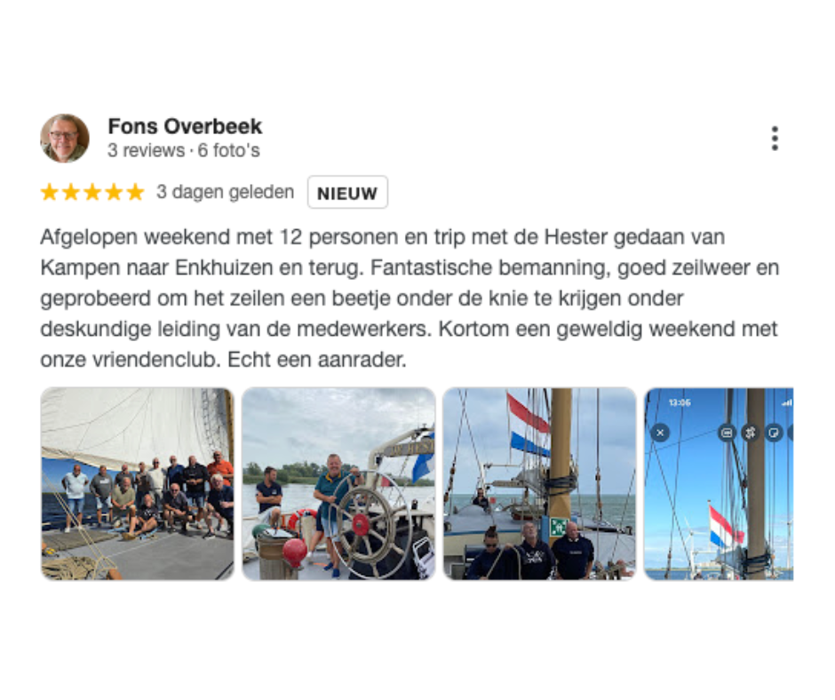 Afbeelding van Google review over vriendenweekend op De Hester